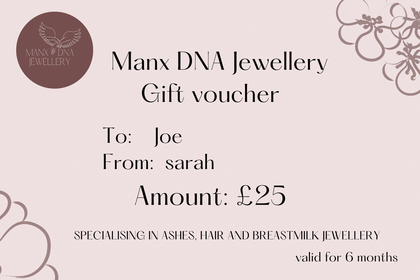 Manx DNA jewellery gift card