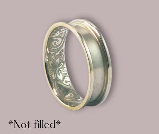Sterling silver floral embrace inlay
