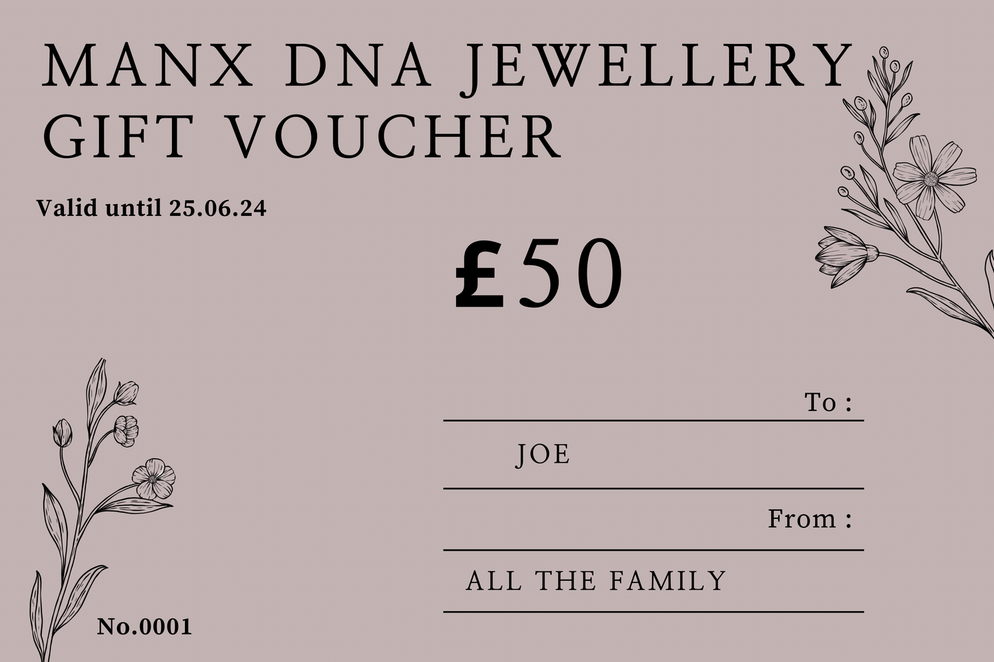 Manx DNA Jewellery Gift Card