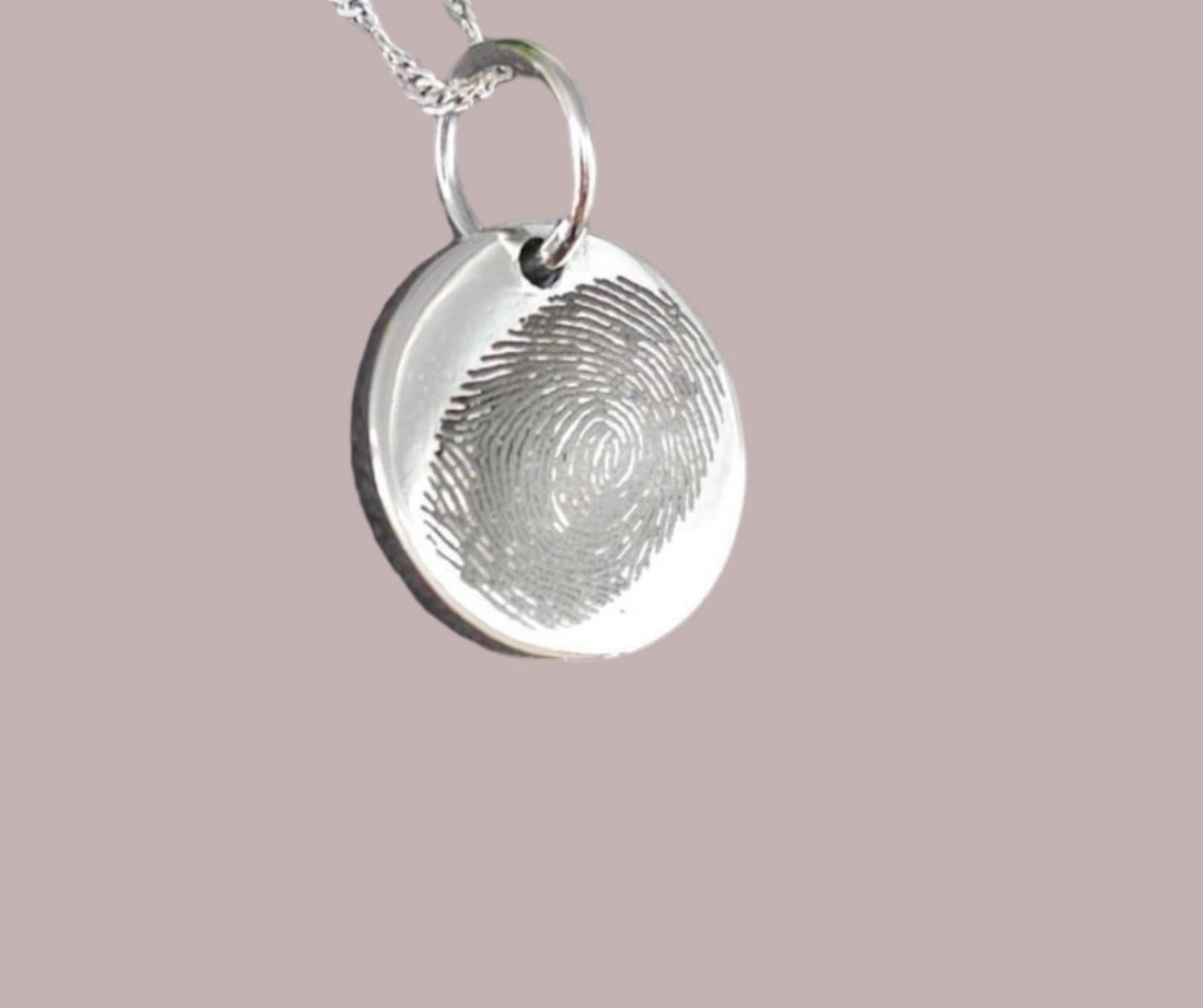 Engraved Round Necklace Solid Silver