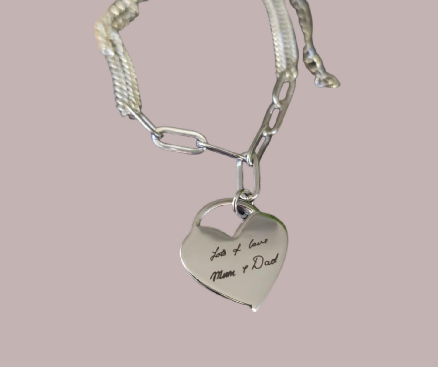 Paperclip Heart Bracelet Solid Silver