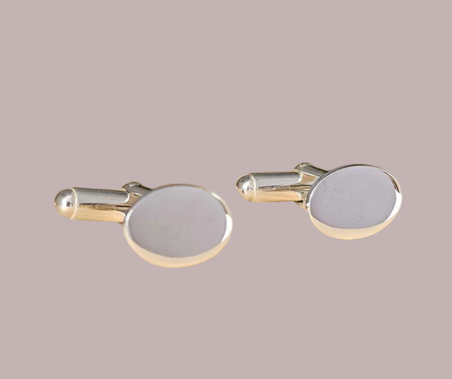 Engraved Oval Cufflinks Solid Silver