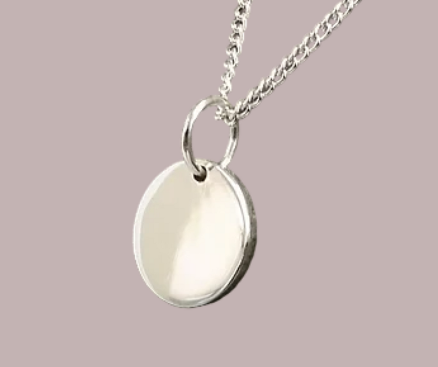 Engraved Round Necklace Solid Silver