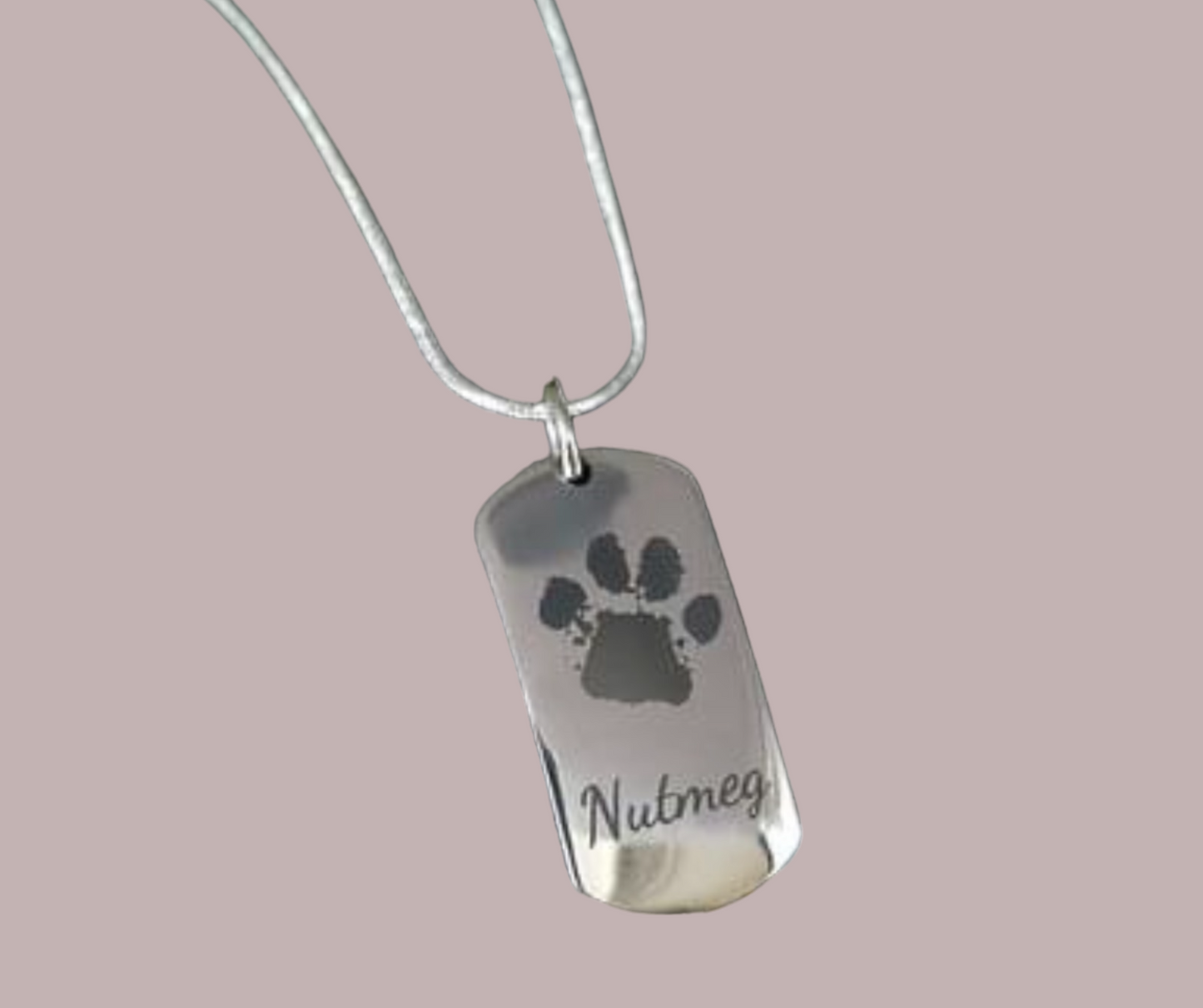 Engraved Dog Tag Pendant Solid Silver